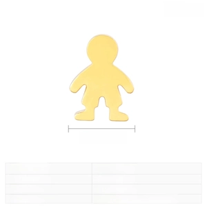 Detail of 18K gold plated stainless steel boy charm pendant with 12x9mm size specs