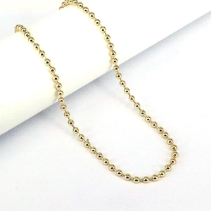 Polished golden copper ball chain necklace with adjustable geometric round beads design
