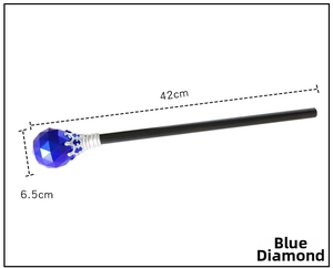 Detail of 42cm blue diamond king scepter with silver crown base for royal costumes