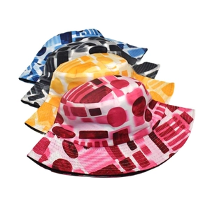 Fashionable outdoor printed bucket hats for men and women with colorful geometric patterns