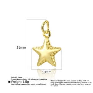 Macro di un ciondolo a stella marina in oro 18k da 15mm per la creazione di gioielli
