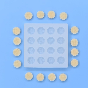 Blue 16-cavity flower silicone cookie mold for DIY baking and chocolate making