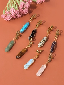 Detail of 7pcs colorful crystal butterfly pendants with golden spiral wire hair rings