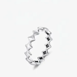 925 Sterling Silver Rings For Women Minimalist Geometric Star Chain Link Retro Ins Style Jewelry