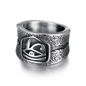 Eye Of Horus Stainless Steel Ring Vintage Egyptian Style Polished Rock Texture Band For Men Women