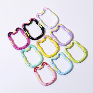 Cat shaped spring snap hooks in various macaron colors for DIY keychains and accessories