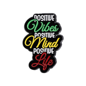 Positive Vibes Mind Life inspirational enamel lapel pin badge in black zinc alloy