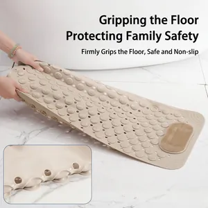 Non-slip bathroom mat with suction cups and massage foot brush for shower safety