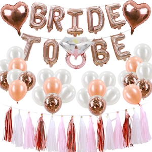 Bride To Be Foil Latex Balloons Diamond Ring Heart Shape Tassels Bachelorette Party Wedding Decorations