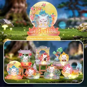 Mythical Celestial Fox Blind Box Figure Resin Plastic Electroplated LED Light Up Desk Ornament Ancient Style Gift