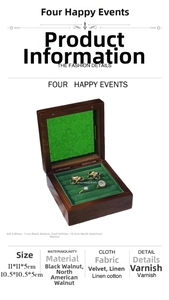 Detail view of walnut wood jewelry box featuring green velvet lining and ring slots