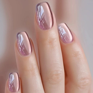Purple Red Cat Eye Press On Nails Detachable Glossy ABS Plastic Elegant Short Ballet Square False Nails For Women Reusable