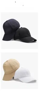 Close-up of quick-dry baseball caps showing laser-cut holes and shield logo detail
