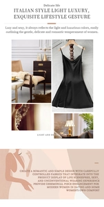 Détail de robe nuisette élégante en satin noir avec fente haute et style luxe italien