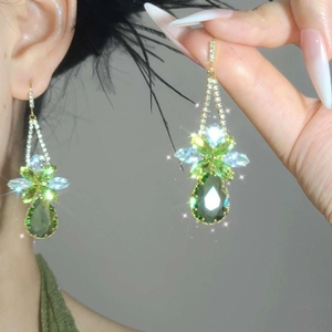 Butterfly Waterdrop Dangle Earrings Copper Sparkly Zircon Stones With Steel Earring Post Elegant Jewelry Women