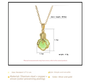 Spécifications du collier pendentif chou vert avec chaîne dorée réglable en titane