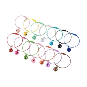 Colorful metal bells with wire rings for DIY keychains and bags in various macaron shades