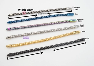 Detail of 6mm wheat link bracelets in six colors with 19cm and 21cm length options