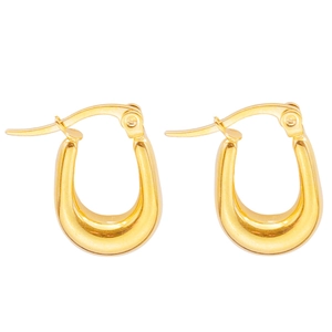Minimalist 18k gold plated 304 stainless steel U-shaped hoop earrings with polished finish