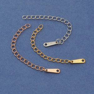 Polished stainless steel extension chains in silver, gold, and rose gold finishes