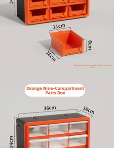 Detailed dimensions of 9-drawer stackable storage box for hardware and small parts