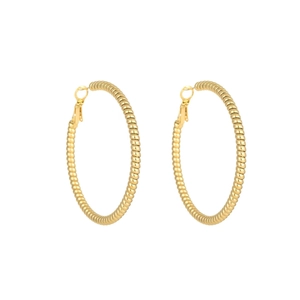 Golden spiral twisted rope hoop earrings in stainless steel with high-polished finish