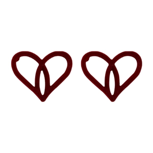 Elegant wine red heart-shaped hollow stud earrings with a vintage minimalist aesthetic