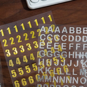 Adesivi metallici con numeri e lettere oro e argento per decorazioni fai-da-te e scrapbooking