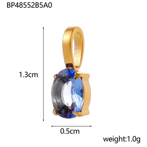 Ovaler blauer Zirkon Goldanhänger DIY Geburtsstein 1,3cm für die Schmuckherstellung