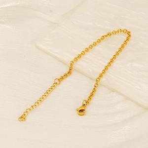 Detail of 18K gold plated stainless steel chain bracelet with lobster clasp and extender