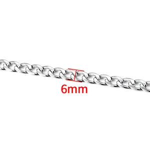 Chaîne cubaine 6mm en acier inoxydable argenté avec mesure précise de la largeur