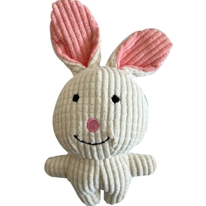 Interactive corduroy plush rabbit squeaky toy for dog training and chewing
