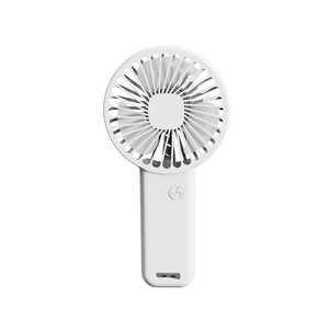 Portable handheld mini USB rechargeable ivory white desk fan with minimalist ABS design