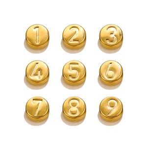 Round Number Beads Stainless Steel Engraved Flat Spacer Beads For DIY Jewelry Making Bracelet Necklace Accessories
