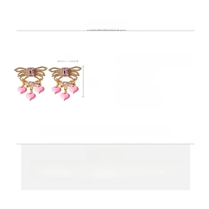 Size chart showing heart earrings dimensions 5cm by 4cm with alloy and zircon materials