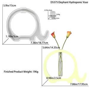 Macro detail of elephant silicone mold with dimensions for DIY hydroponic test tube vase
