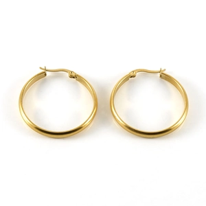 Classic 18k gold plated stainless steel matte hoop earrings with a secure hinge closure