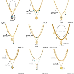 Nine styles of layered gold-plated stainless steel necklaces with Hamsa Hand and Evil Eye charms