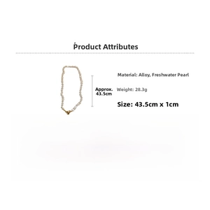 Detail view of 18K gold heart pendant freshwater pearl necklace specifications and size