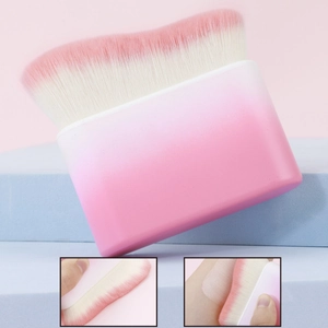 Macro detail of soft gradient bristles and wide handle of the wave foundation brush