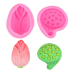 Set stampi in silicone rosa per boccioli di loto e baccelli decorazione torte