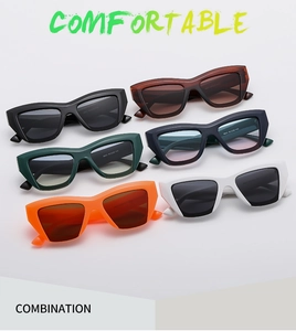 Multi-color selection of thick frame cat eye sunglasses in various stylish frame finishes