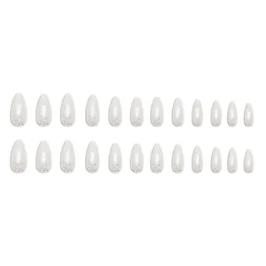 Unghie finte a mandorla argento glitterato, set da 24 pezzi con finitura ultra brillante