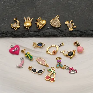 Pendentifs Géométriques Irréguliers En Acier Inoxydable 304 Plaqués Or Émail Strass Pour Fabrication De Bijoux DIY