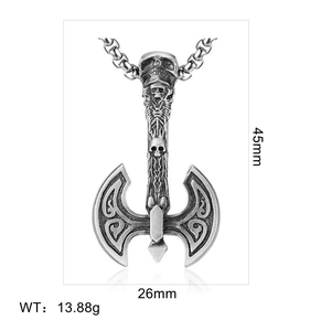 Detailed dimension drawing of a 45mm x 26mm viking axe pendant in stainless steel