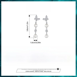 Detailed S925 silver butterfly earrings size info and product specifications chart