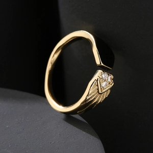 18K gold plated adjustable ring with colorful drip oil and white zircon stones