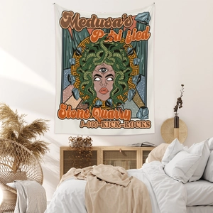 Bohemian Medusa tapestry featuring vintage Greek mythology style for bedroom wall decor