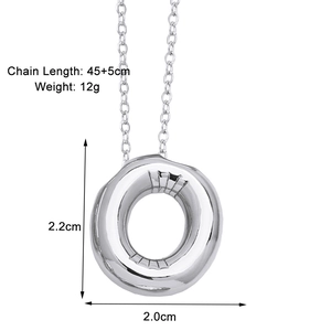 Detailed specs showing the 45+5cm silver minimalist donut pendant necklace weight and size