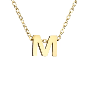 Gold plated stainless steel necklace featuring a minimalist capital letter M pendant